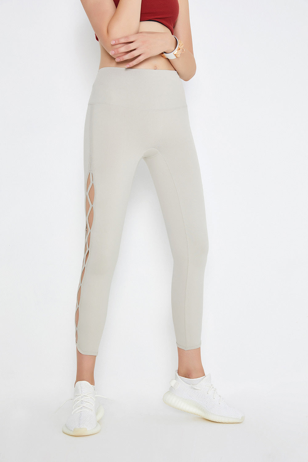 Trendy zig-zag legíny béžové