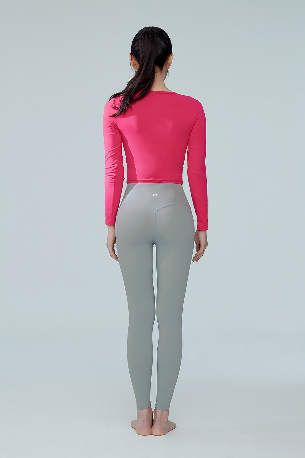 Feather Crop Top s dlouhými rukávy růžový