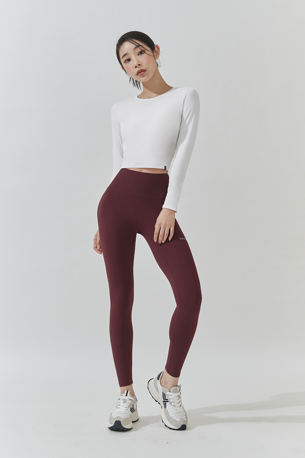 Feather Crop Top s dlouhými rukávy krémový