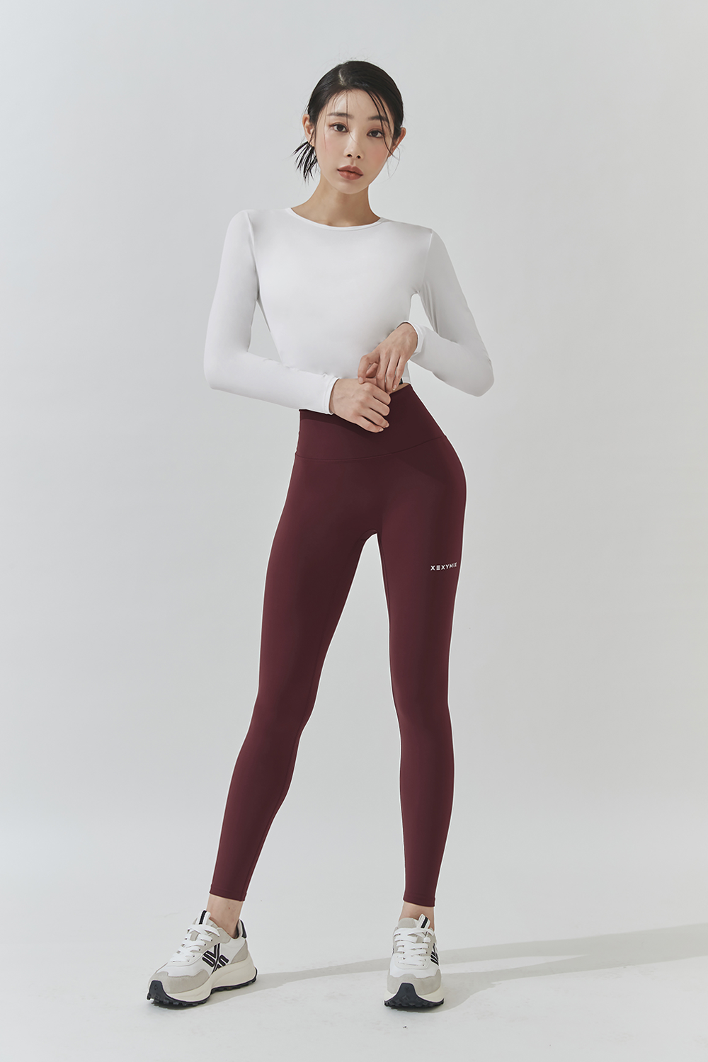 Feather Crop Top s dlouhými rukávy krémový