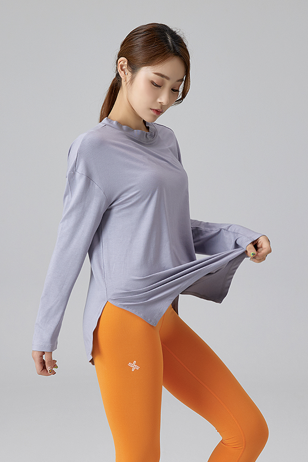 Oranžové legíny na jógu s vysokým pasem