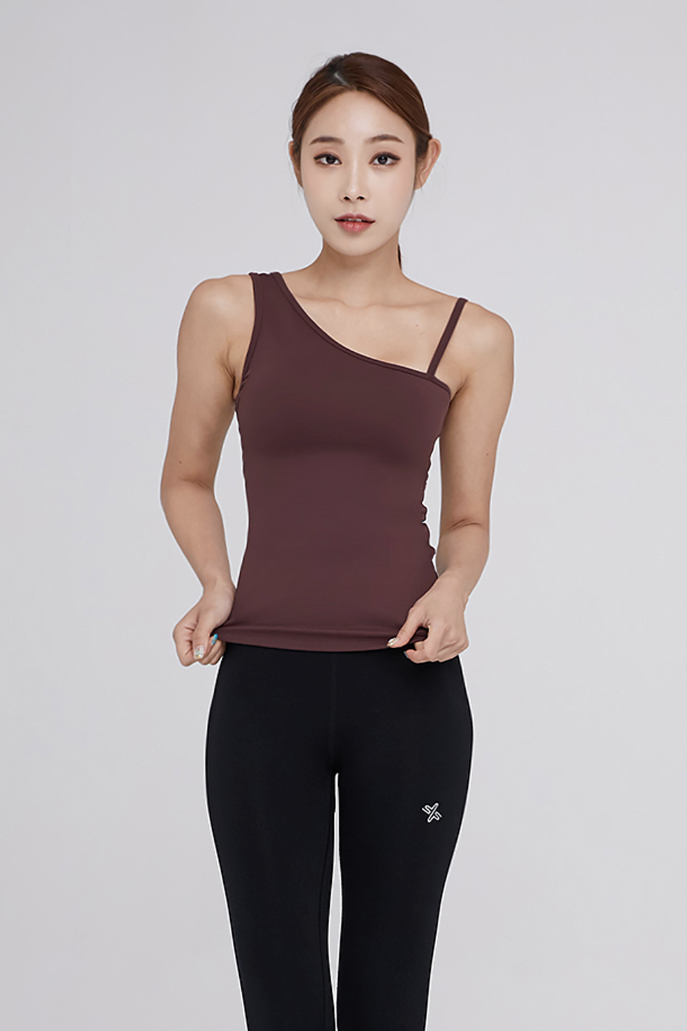 One-shoulder tílko na jógu vínové