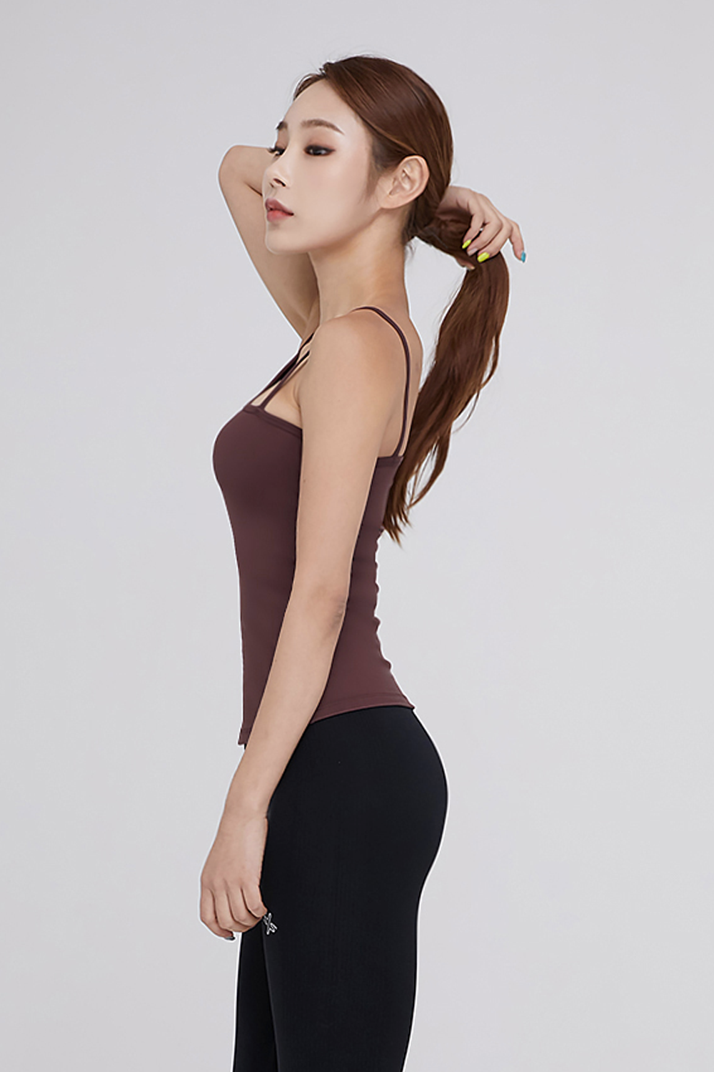 One-shoulder tílko na jógu vínové