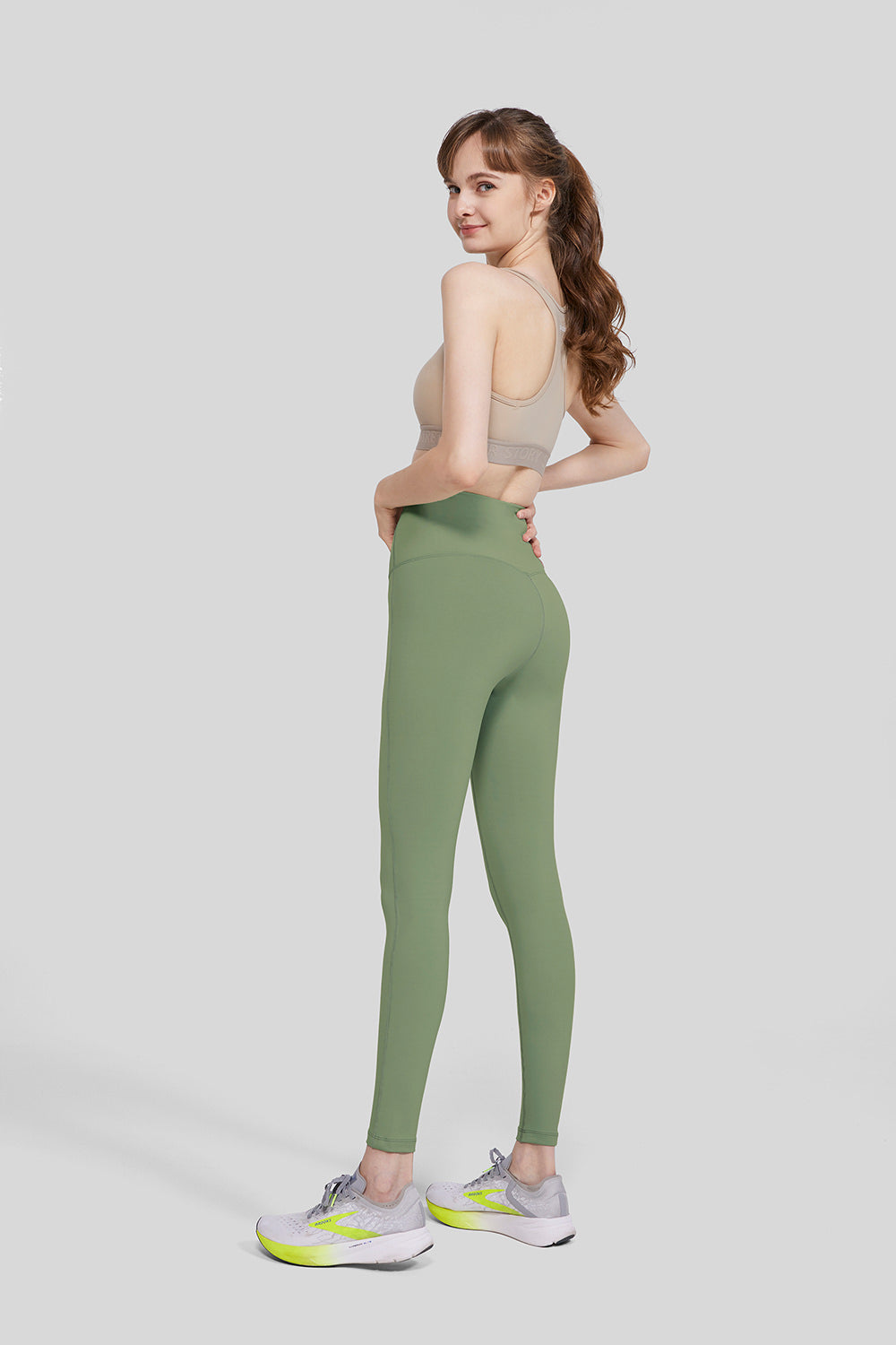 Zelené legíny s vysokým pasem