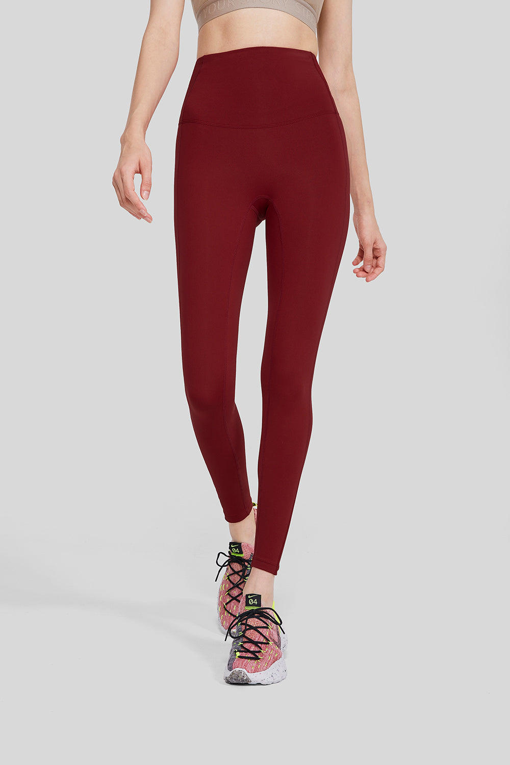 Červené legíny s vysokým pasem